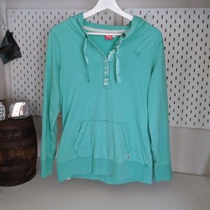 PUMA ACTIVE WEAR woman's blue green hoodie SZ L
